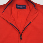 Fine Cotton Quarter Zip Collar in Red with Blue Trim