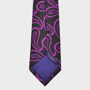 Big Paisley Leaves Woven Silk Tie in Purple & Pink