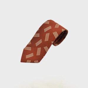 Geometric Pins Silk Tie in Terracotta