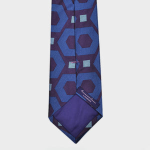 Pentagons & Squares Woven Silk Tie in Blues