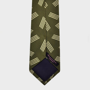 Geometric Pins Silk Tie in Olive