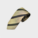 Striped Bottle Neck Silk Tie in Fawn Brown & Colours