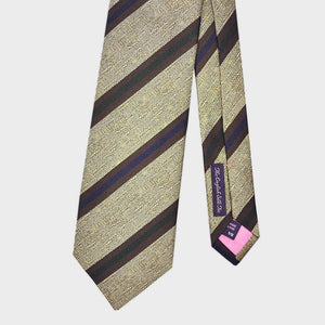 Striped Bottle Neck Silk Tie in Fawn Brown & Colours