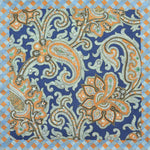 Paisley & Florets Reversible Panama Silk Pocket Square in Navy & Blue & Orange