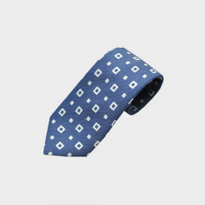 Square Shapes Silk & Linen Tie in Blue