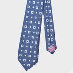 Square Shapes Silk & Linen Tie in Blue