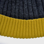 Wool Beanie in Charcoal Grey & Warm Yellow