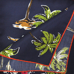 Surf's Up! English Silk Pocket Square in Navy