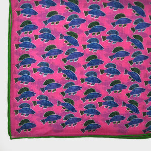 A Lot of Fish Cotton & Cashmere Pocket Square in Pink & Blue