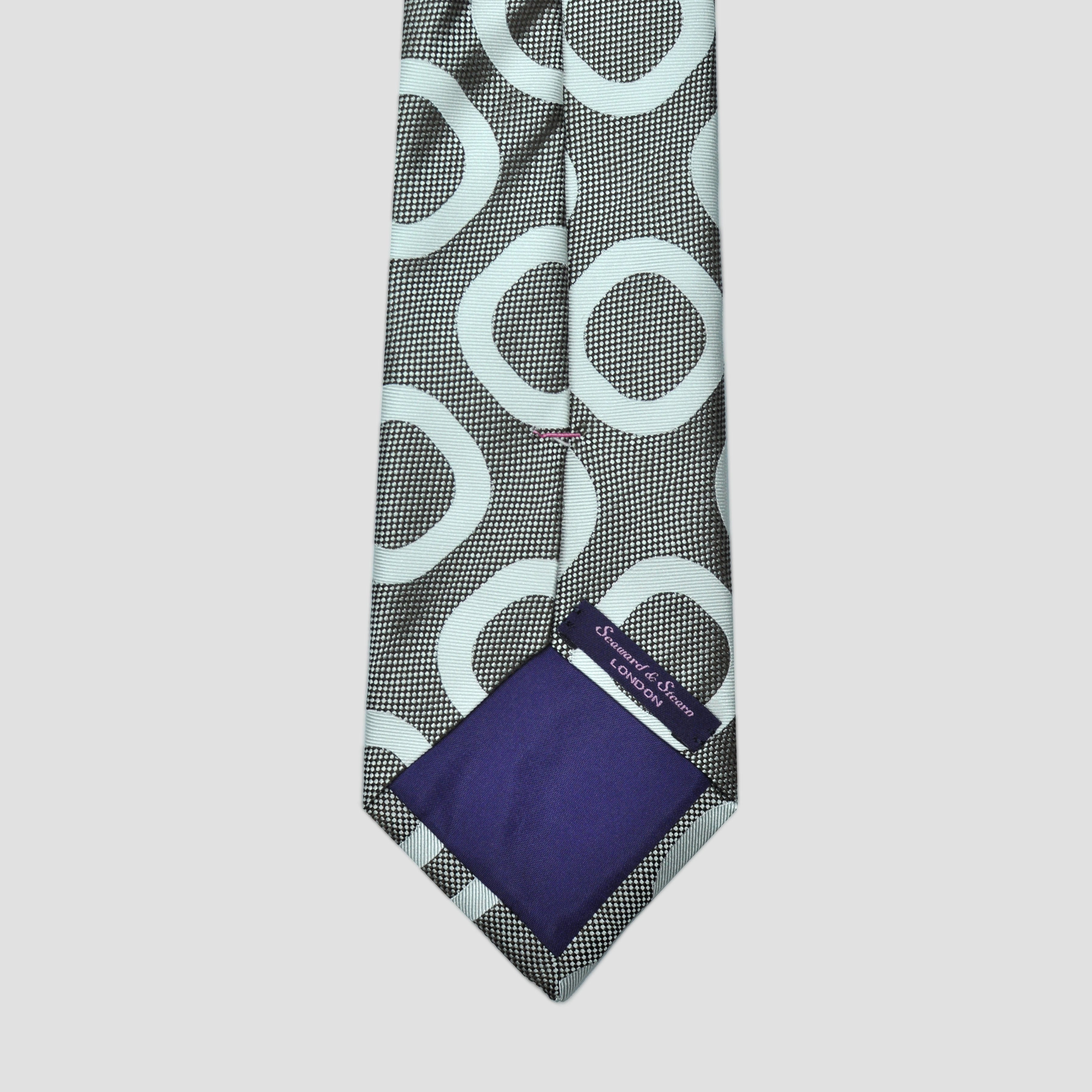 Big Square Hoops Natte Weave Silk Tie in Mink Grey