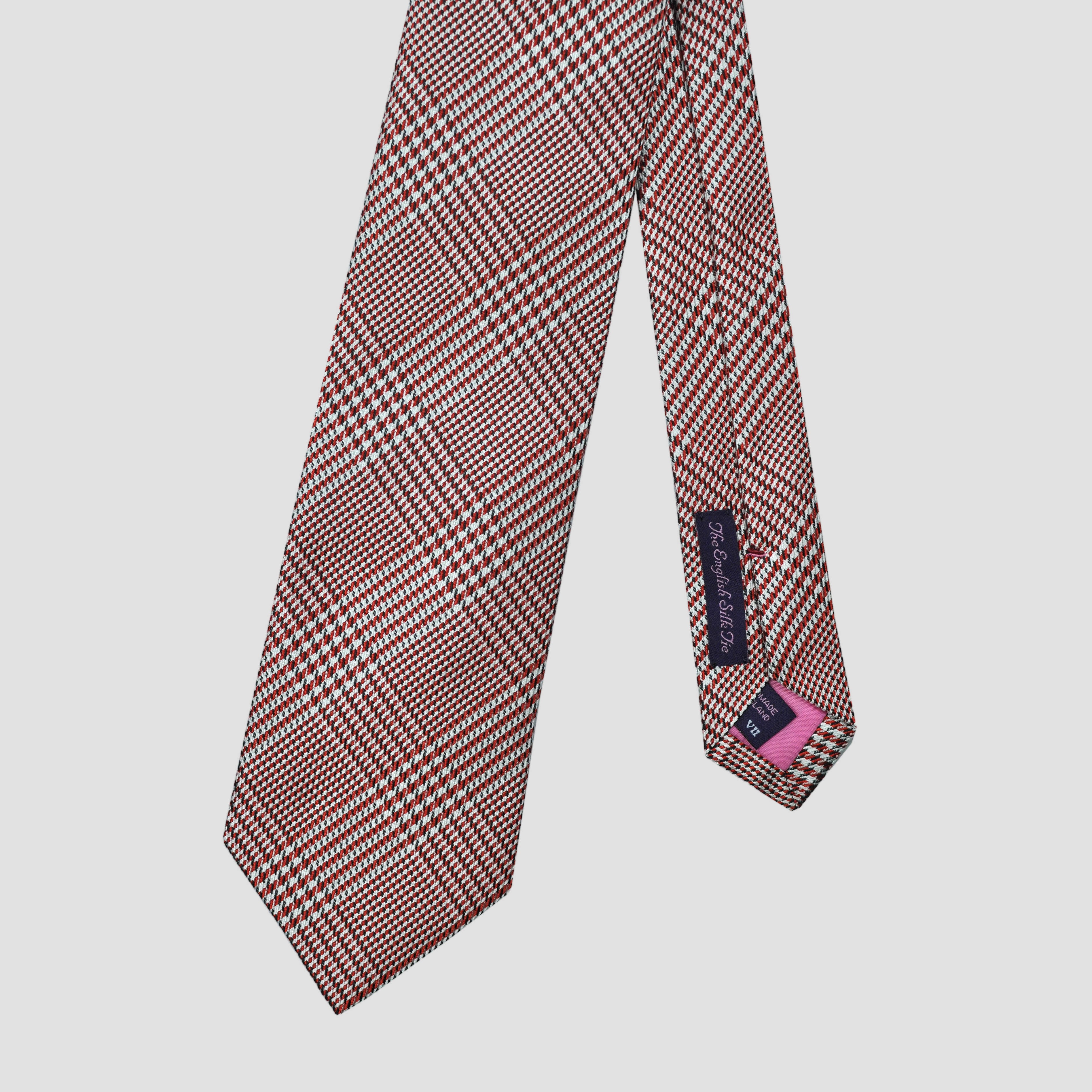 Puppy Tooth Checks Silk Tie in Red