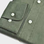 Linen Spread Collar Shirt in Olive