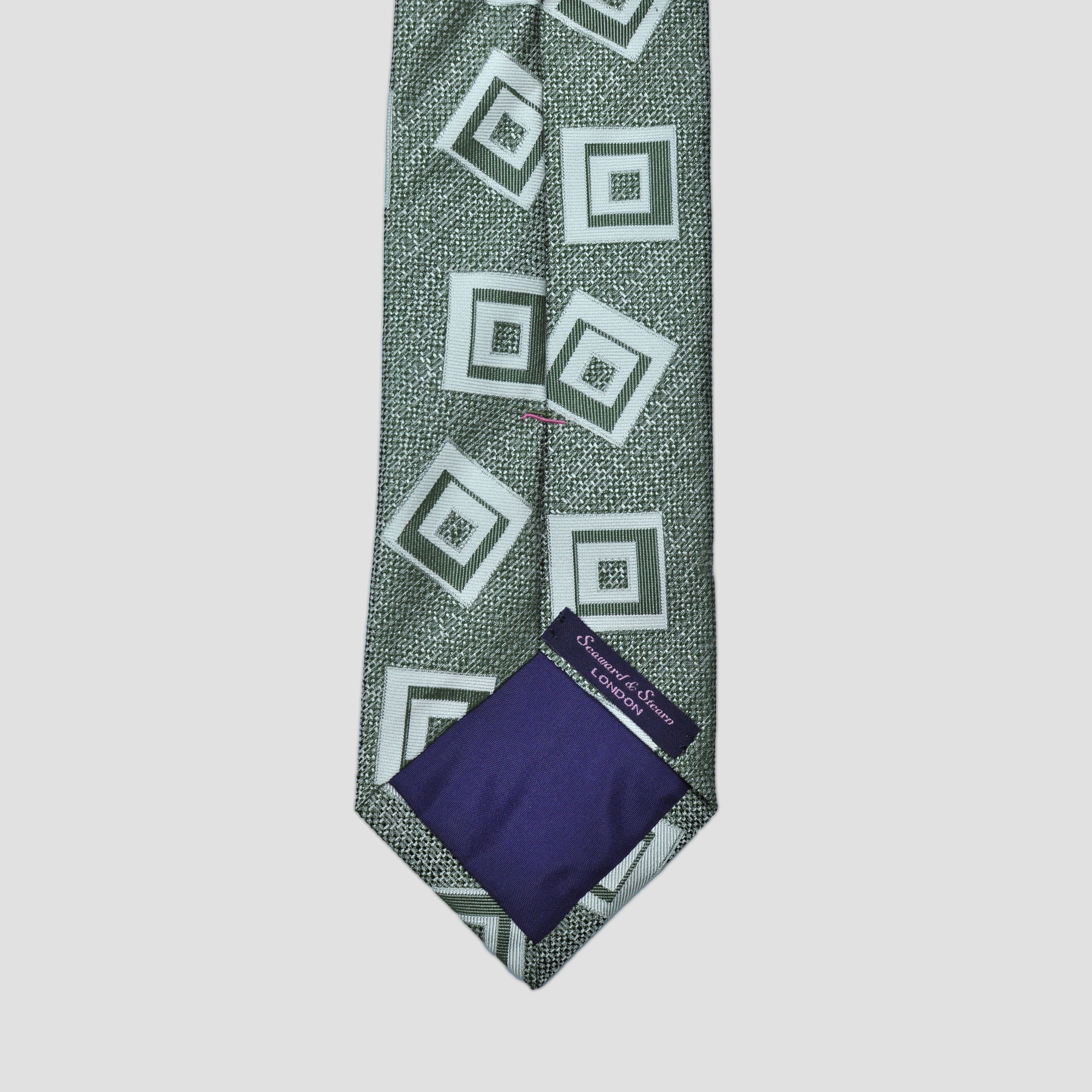 Retro Squares Natte Weave Silk Tie in Mink Grey