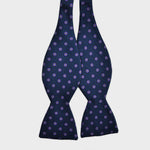 English Printed Silk Little Round Repeats Bow Tie in Navy