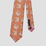 Retro Squares Natte Weave Silk Tie in Tangerine Orange