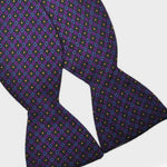 English Printed Silk Repeat Motif Bow Tie in Purple & Green