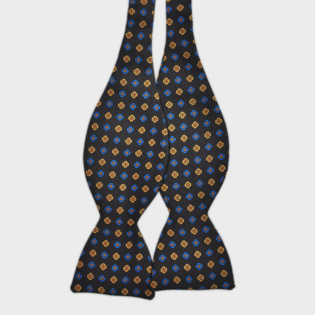 English Printed Silk Repeat Motif Bow Tie in Brown