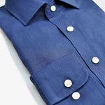 Linen Spread Collar Shirt in Dark Blue