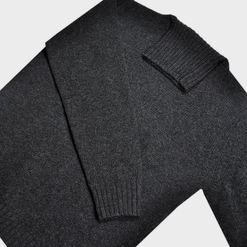Chunky Merino Wool Classic Roll Neck in Charcoal