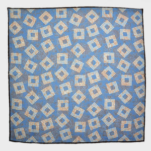 Geo's & Floral's Reversible Panama Silk Pocket Square in Cobalt Blue & Sunset Orange