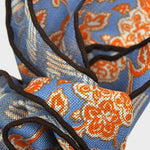 Geo's & Floral's Reversible Panama Silk Pocket Square in Cobalt Blue & Sunset Orange
