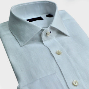 Linen Spread Collar Shirt in White