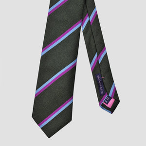 Neat Stripes Tussah Silk Tie in Brown, Blue & Pink