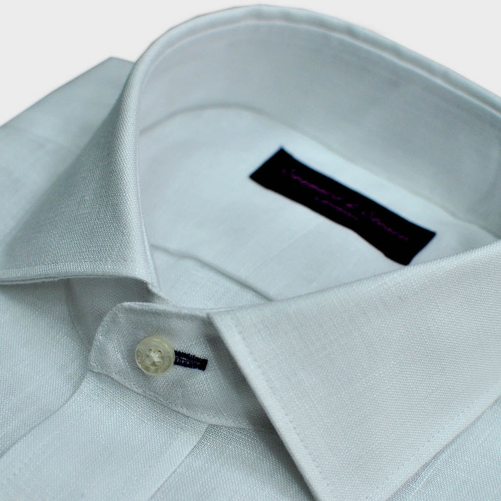 Linen Spread Collar Shirt in White