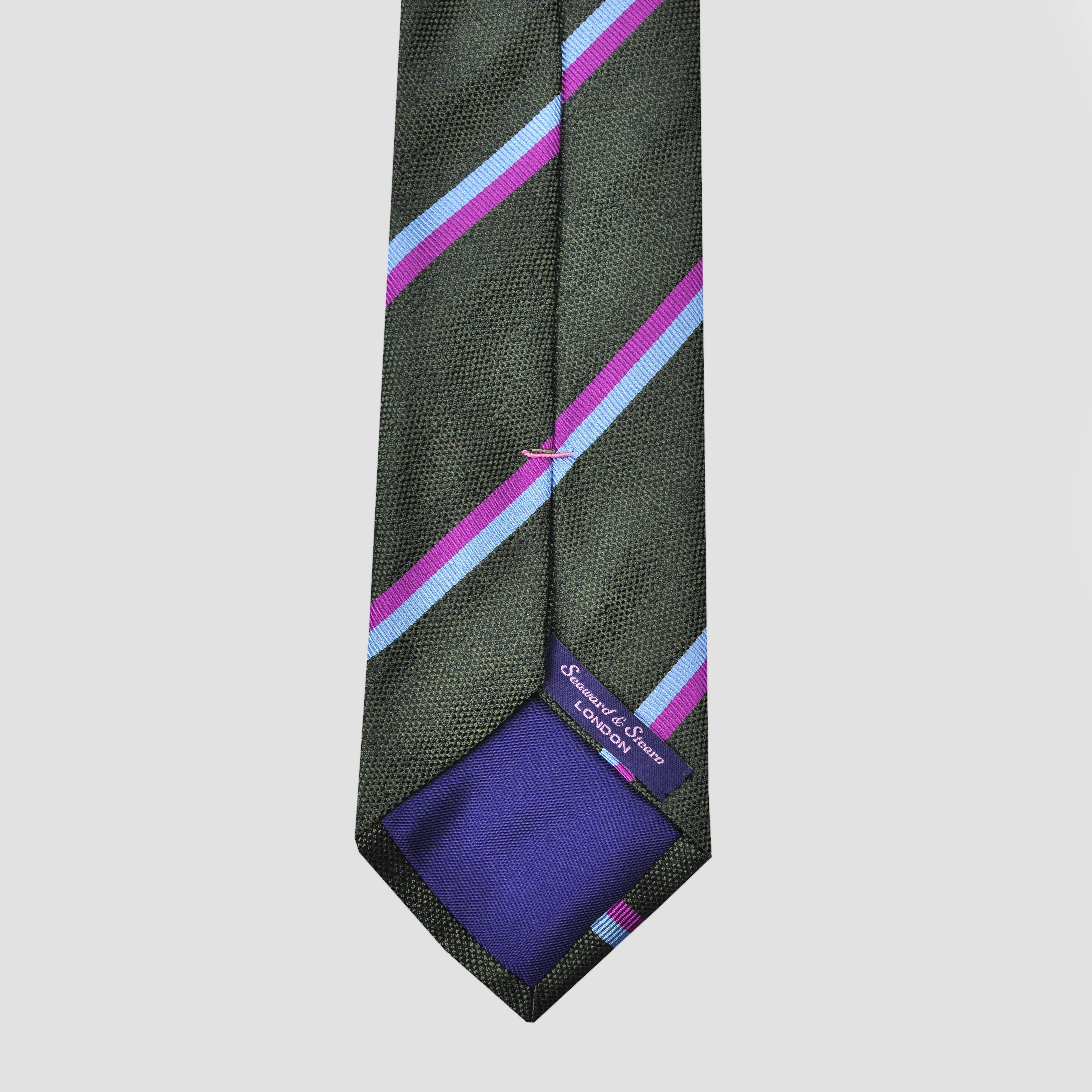Neat Stripes Tussah Silk Tie in Brown, Blue & Pink