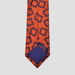 Falling Squares Silk Tie in Orange & Blue
