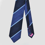 Bold Stripes Tussah Silk Tie in Blues