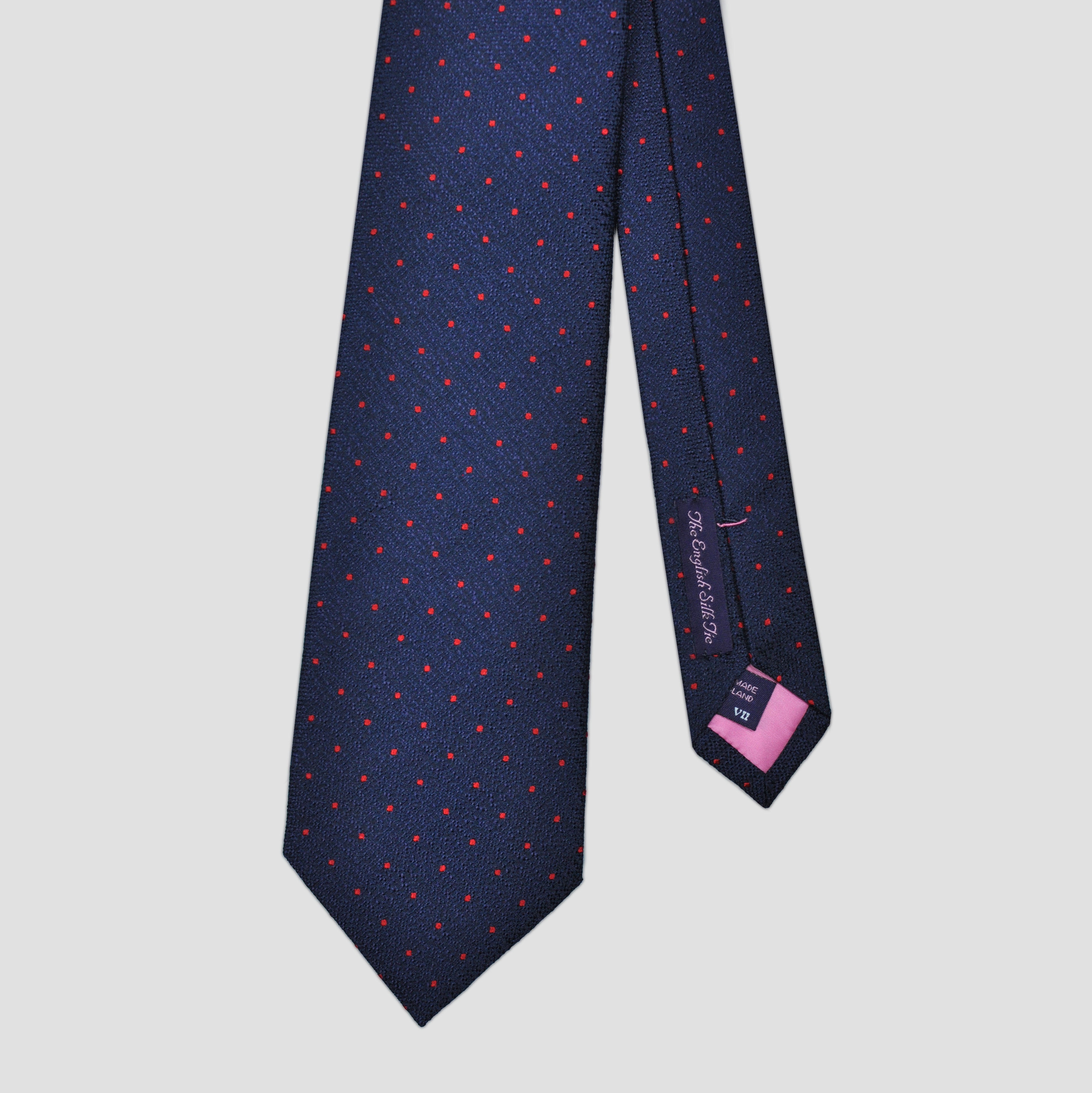 Classic Dots Silk Tie in Navy Blue & Red