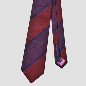 Bold Stripes Tussah Silk Tie in Claret, Red & Blue
