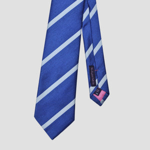 Stripes Tussah Silk Tie in Royal Blue & White