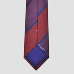 Bold Stripes Tussah Silk Tie in Claret, Red & Blue