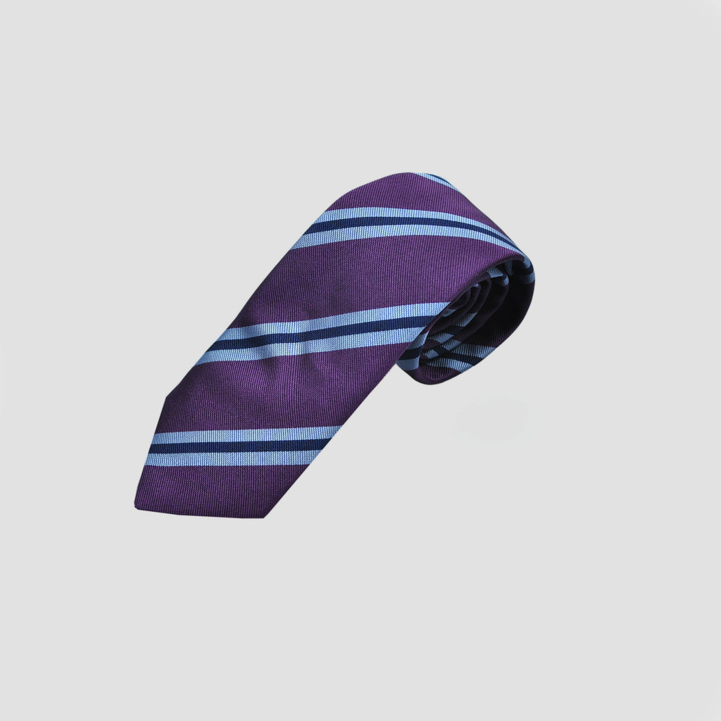 Neat Stripes Silk Tie in Purple & Blues