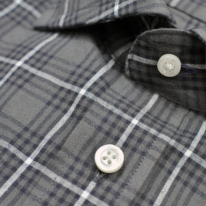 Spread Collar Cotton Sports Shirt in Greys