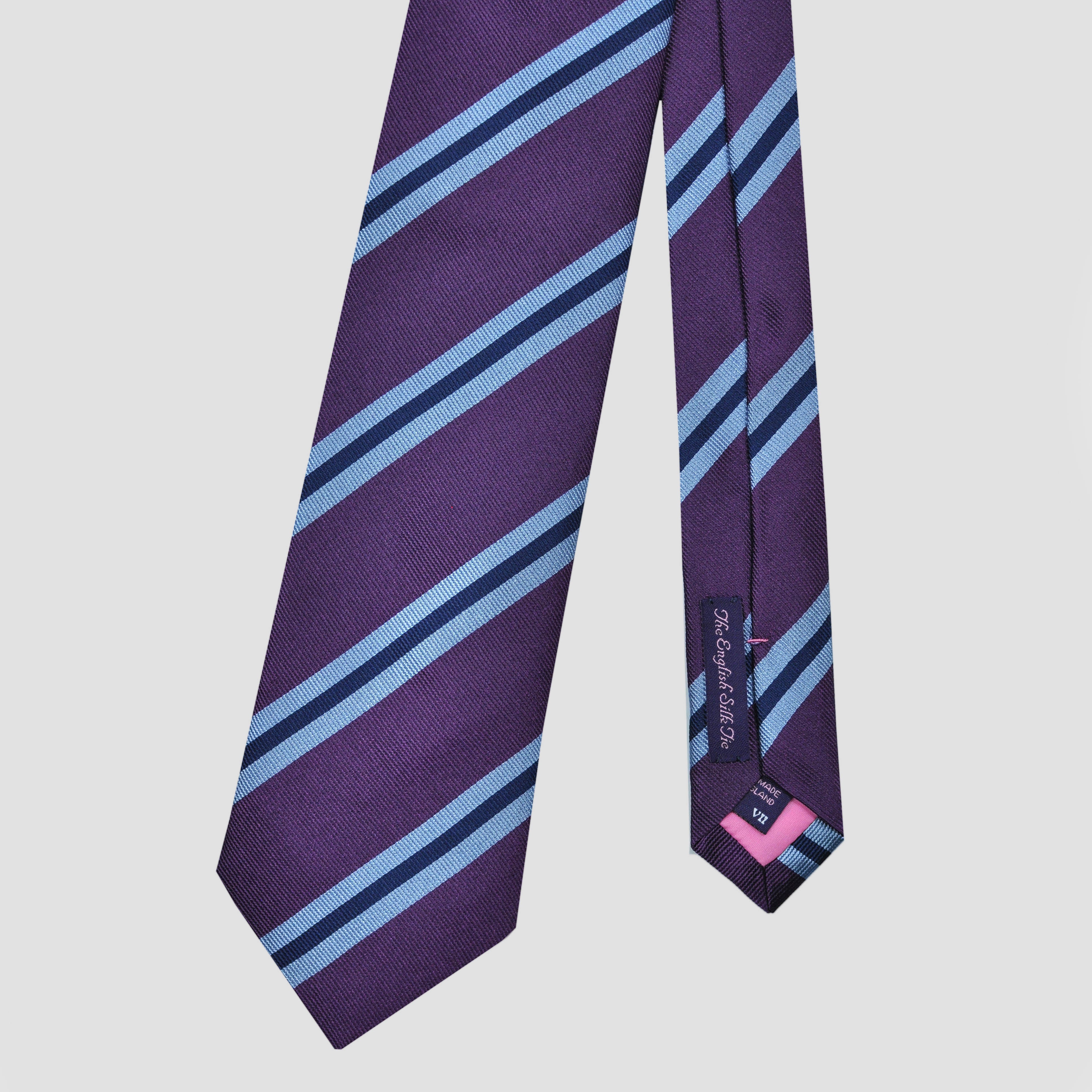 Neat Stripes Silk Tie in Purple & Blues