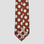 Handrolled Raw Silk & Linen Tie in Rusty Brown with White Spots