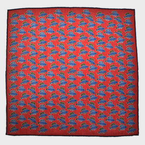 A Lot of Fish Cotton & Cashmere Pocket Square in Red & Blue