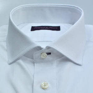 Spread Collar Cotton 'end on end' Shirt in White