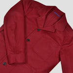 Heavy Cotton Worker Jacket in Burgundy Red with Blue (under) Collar