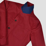 Heavy Cotton Worker Jacket in Burgundy Red with Blue (under) Collar