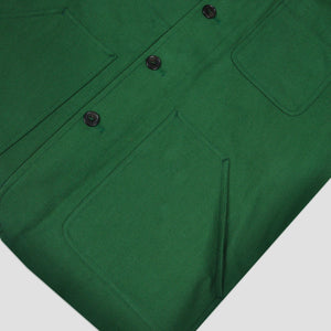 Heavy Cotton Worker Jacket in Green with Blue (under) Collar