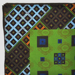 Florets & Squares Reversible Panama Silk Pocket Square in Lime, Claret, Royal Blue & Brown