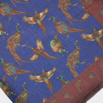 Wool Silk Pheasant Large Square in Royal Blue & Burnt Sienna