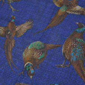 Wool Silk Pheasant Large Square in Royal Blue & Burnt Sienna