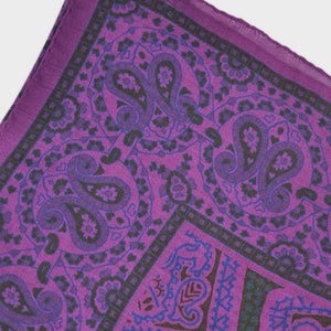 Wool Silk Medallions & Teardrops Large Square in Purple