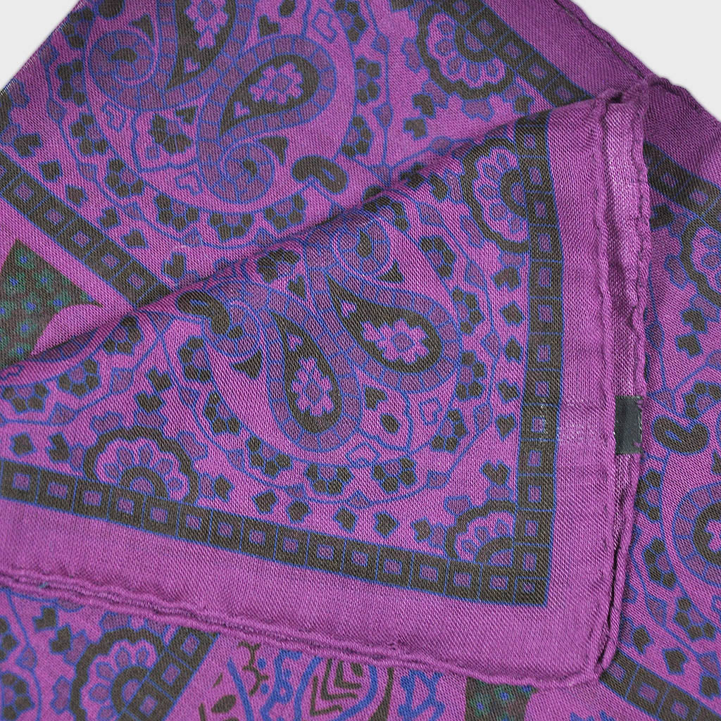 Wool Silk Medallions & Teardrops Large Square in Purple