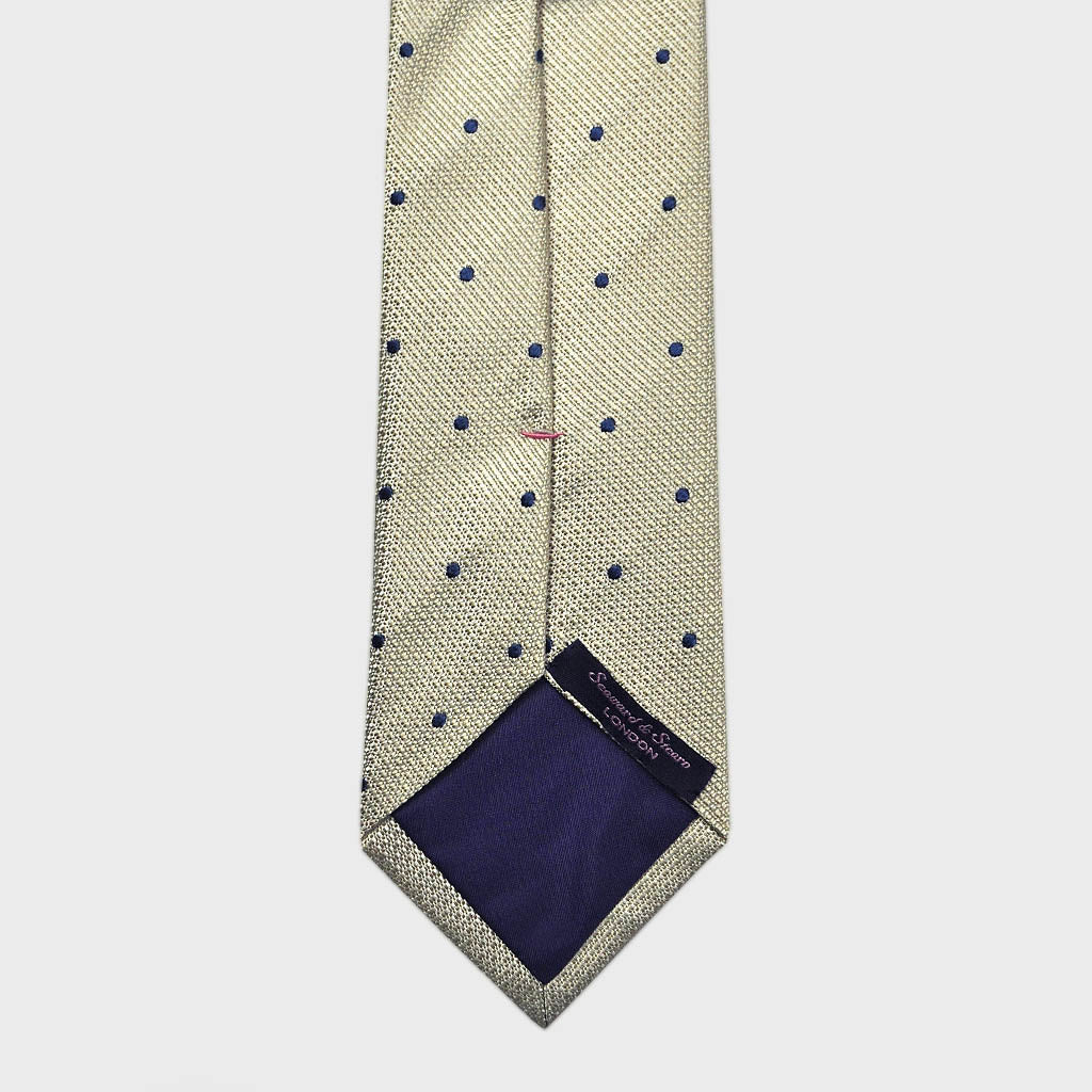 Classic Dots Natte Silk Tie in Blue & Grey